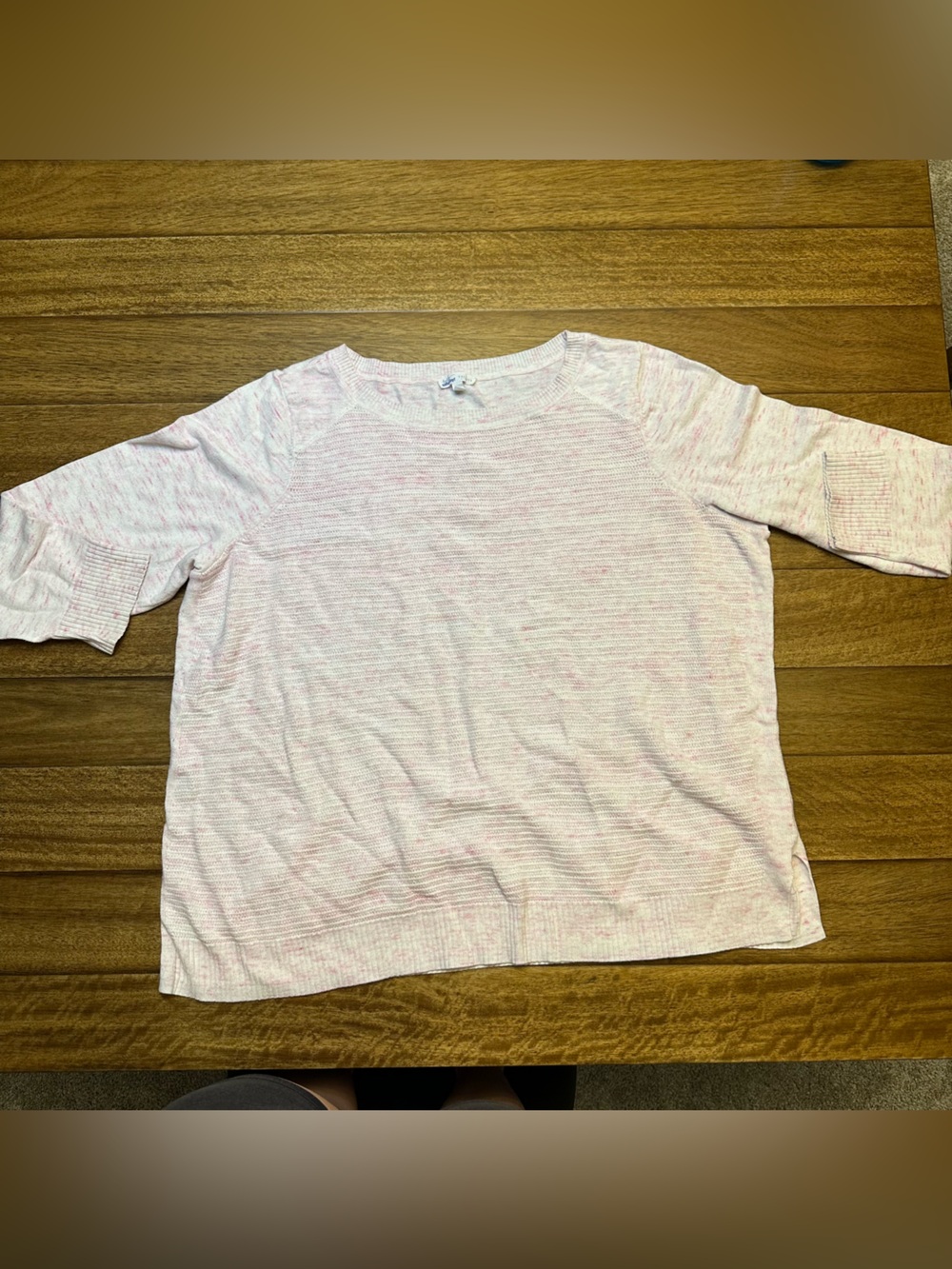 Talbots Hello Saturday Speckled Knit Crewneck Sweater Womens 3X Beige Pink